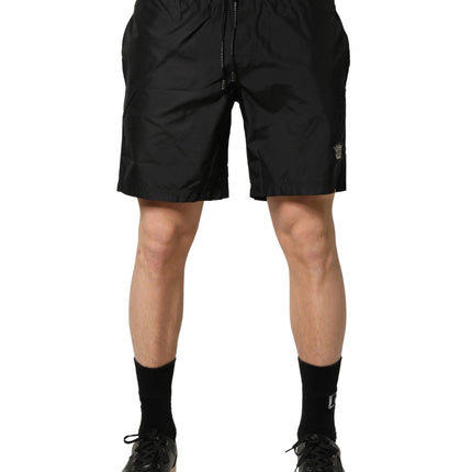 Dolce & Gabbana Black Polyester Drawstring Men Shorts Swimwear