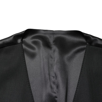 Dolce & Gabbana Black Wool Single Breasted Men Waistcoat Vest