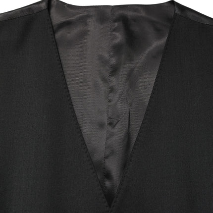 Dolce & Gabbana Black Wool Single Breasted Men Waistcoat Vest