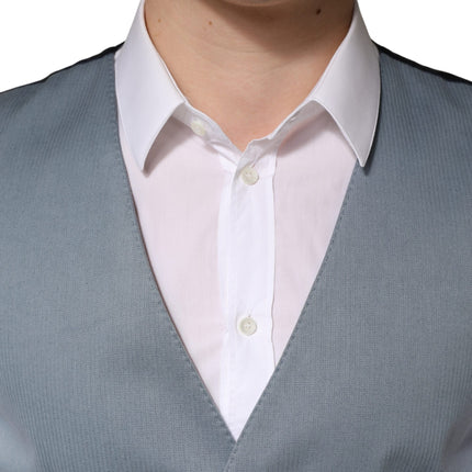 Dolce & Gabbana Gray Wool Single Breasted Men Waistcoat Vest