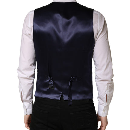 Dolce & Gabbana Gray Wool Single Breasted Men Waistcoat Vest