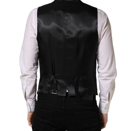 Dolce & Gabbana Black Wool Single Breasted Waistcoat Vest