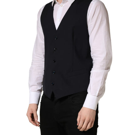 Dolce & Gabbana Black Wool Single Breasted Waistcoat Vest