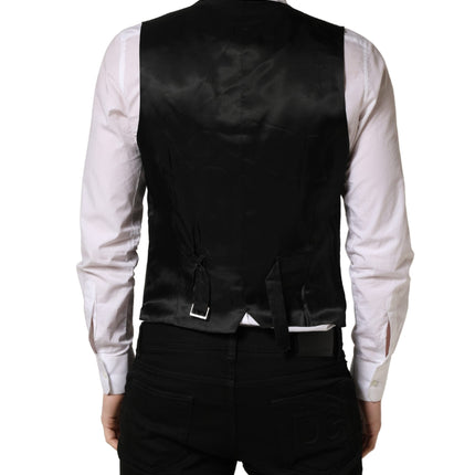 Dolce & Gabbana Black Stripe Single Breasted Waistcoat Vest