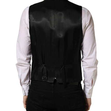 Dolce & Gabbana Dark Gray Single Breasted Men Waistcoat Vest