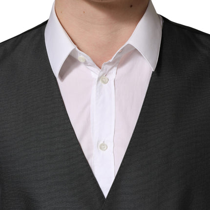 Dolce & Gabbana Dark Gray Single Breasted Men Waistcoat Vest