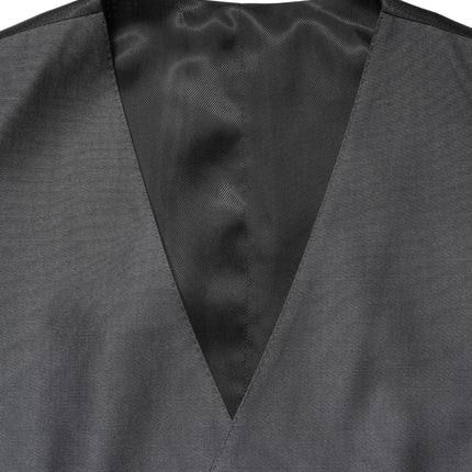 Dolce & Gabbana Dark Gray Single Breasted Men Waistcoat Vest