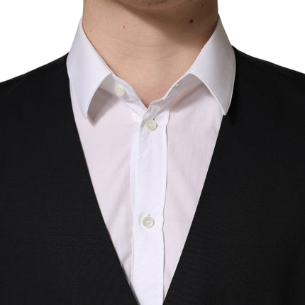 Dolce & Gabbana Black Wool Single Breasted Waistcoat Vest