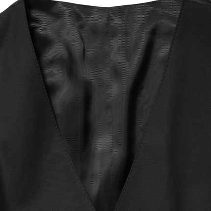 Dolce & Gabbana Black Wool Single Breasted Waistcoat Vest