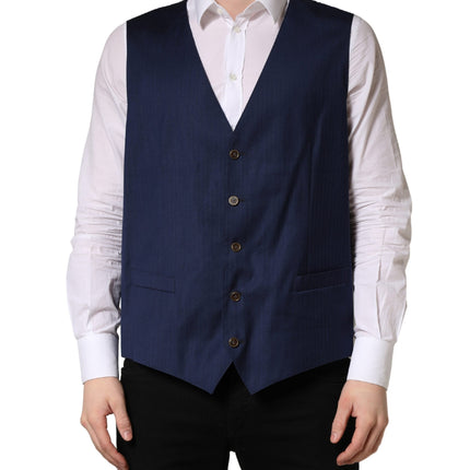 Dolce & Gabbana Navy Blue Wool Dress Formal Waistcoat Vest