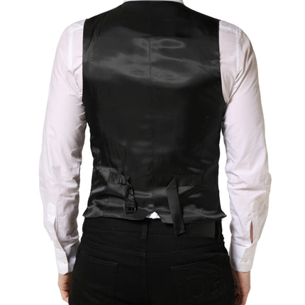Dolce & Gabbana Dark Gray Wool Dress Formal Waistcoat Vest
