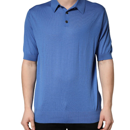 Dolce & Gabbana Blue Cashmere Short Sleeves Polo  T-shirt