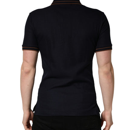 Dolce & Gabbana Dark Blue Silk Short Sleeve Men Polo T-shirt