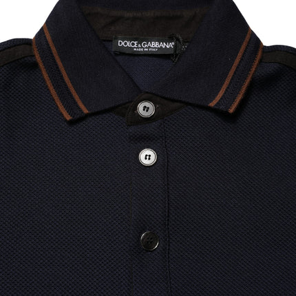 Dolce & Gabbana Dark Blue Silk Short Sleeve Men Polo T-shirt