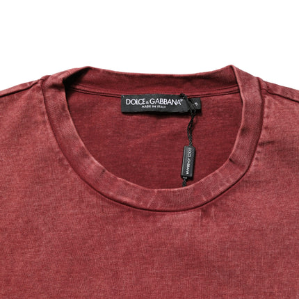 Dolce & Gabbana Maroon Print Round Neck Short Sleeve T-shirt