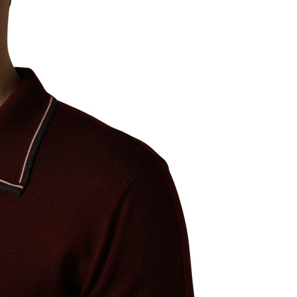 Dolce & Gabbana Maroon Re-Edition Wool Long Sleeves T-shirt