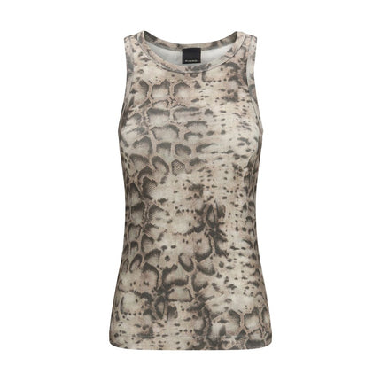 PINKO Beige Cotton Sleeveles T-Shirt