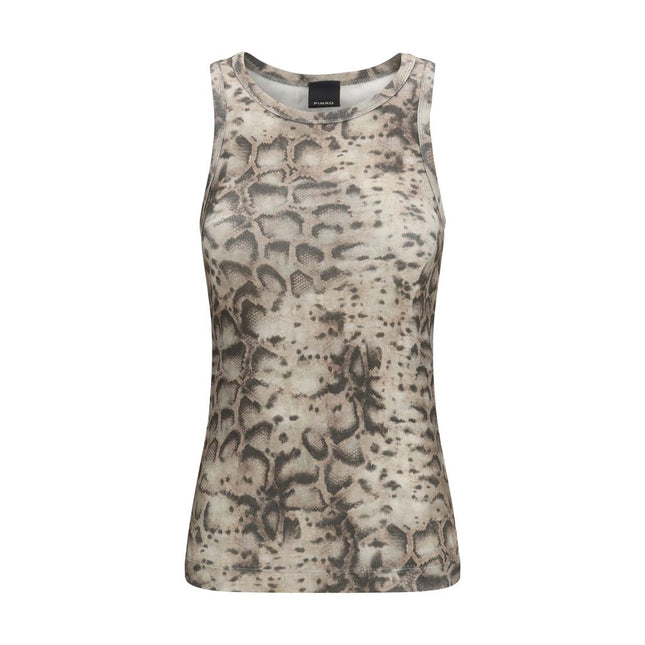 PINKO Beige Cotton Sleeveles T-Shirt