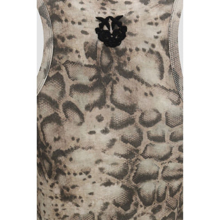 PINKO Beige Cotton Sleeveles T-Shirt