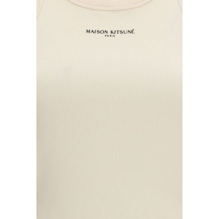 Maison Kitsuné Beige Cotton Sleeveles T-Shirt