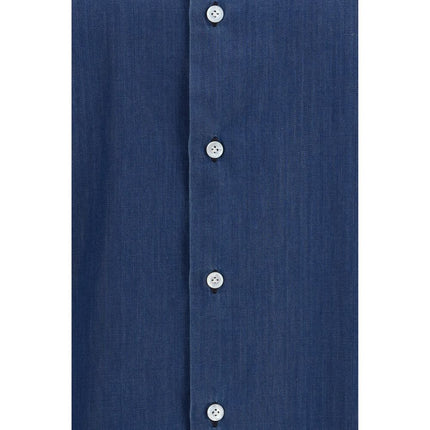 Finamore Blue Cotton Shirt