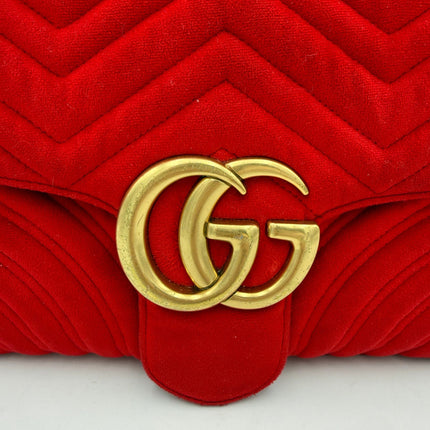 Gucci GUCCI MARMONT Red Velvet Handbag