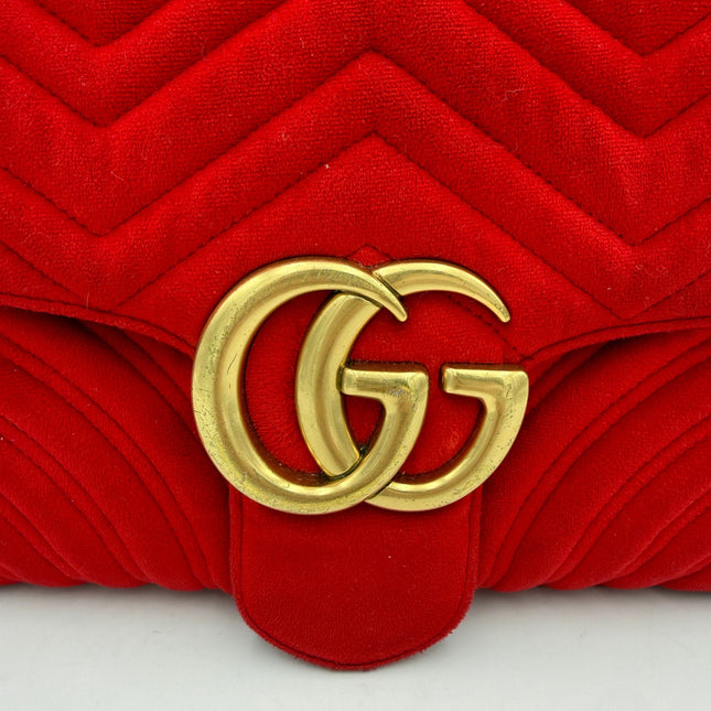 Gucci GUCCI MARMONT Red Velvet Handbag