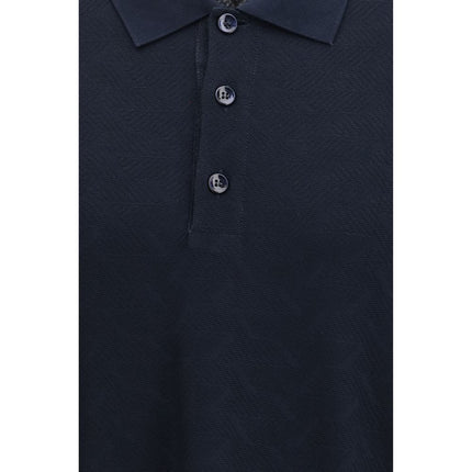 Giorgio Armani Blue Viscose Polo Shirt