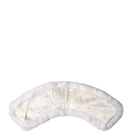 Dolce & Gabbana White Fur Shoulder Collar Wrap Shawl Scarf