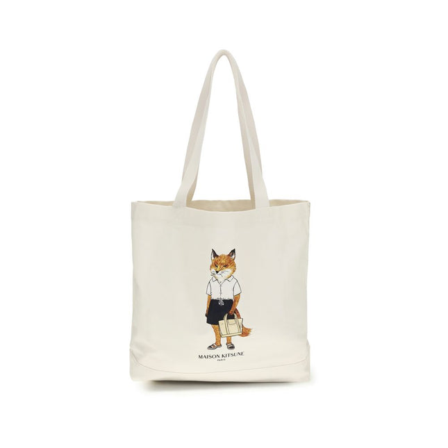 Maison Kitsuné Beige Cotton Handbag