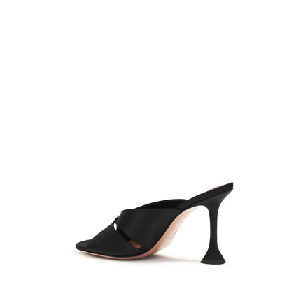 Amina Muaddi Black Silk Sandals