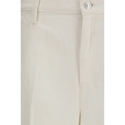 7FOR White Cotton Casual Pants