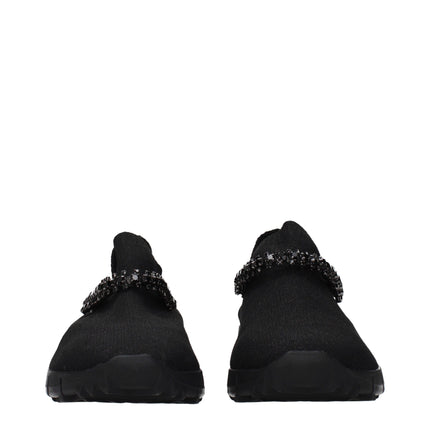 Jimmy Choo Black Fabric Slip-On Loafers