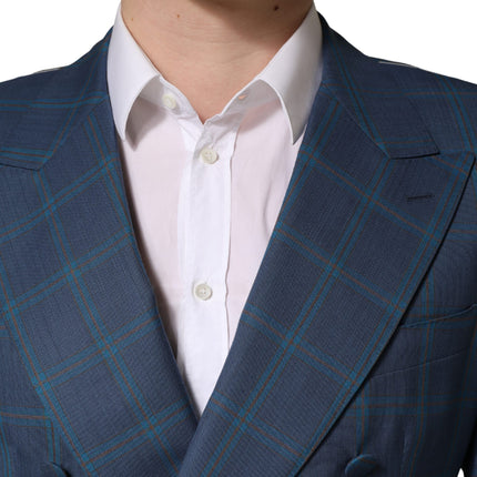 Dolce & Gabbana Blue Checked Double Breasted Men Suit Jacket