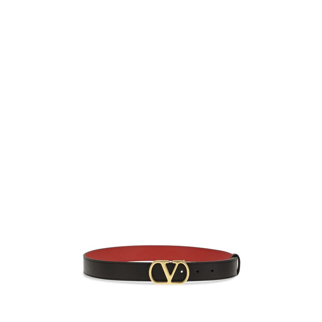 Valentino Garavani Black Calf Leather Bos Taurus Regular Belt Valentino Garavani