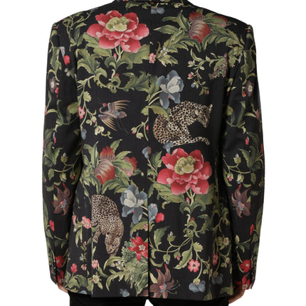 Dolce & Gabbana Multicolor Floral Leopard 1 Button Men Suit Jacket