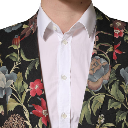 Dolce & Gabbana Multicolor Floral Leopard 1 Button Men Suit Jacket