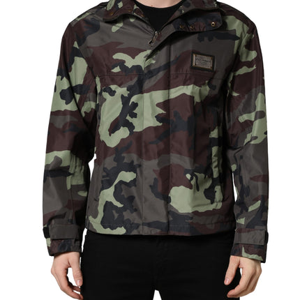 Dolce & Gabbana Multicolor Camouflage Hooded Bomber Jacket