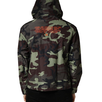 Dolce & Gabbana Multicolor Camouflage Hooded Bomber Jacket