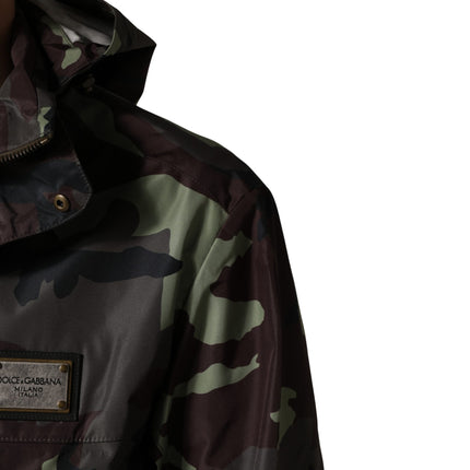 Dolce & Gabbana Multicolor Camouflage Hooded Bomber Jacket