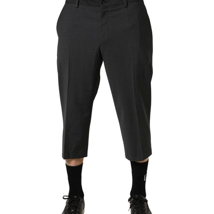 Dolce & Gabbana Dark Gray Wool Cropped Chino Trouser Pants
