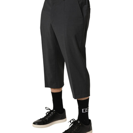 Dolce & Gabbana Dark Gray Wool Cropped Chino Trouser Pants