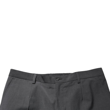 Dolce & Gabbana Dark Gray Wool Cropped Chino Trouser Pants