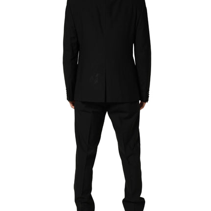 Dolce & Gabbana Black Wool Silk Saxophone Slim Fit 3Pc Suit