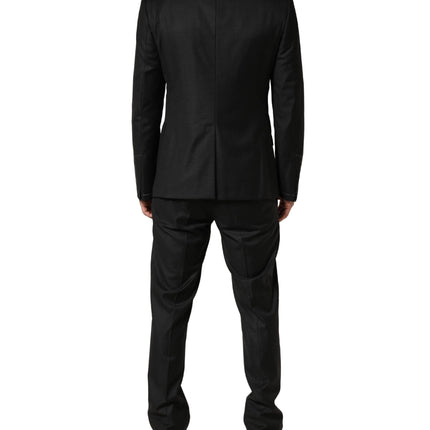 Dolce & Gabbana Black Wool Slim Fit Formal 3 Piece Men Suit