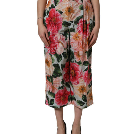 Dolce & Gabbana Multicolor Floral High Waist Cropped Pants