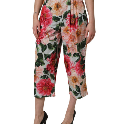 Dolce & Gabbana Multicolor Floral High Waist Cropped Pants