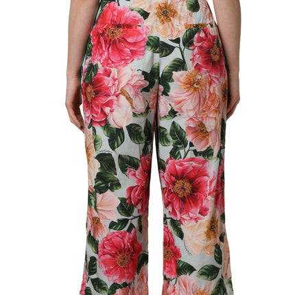 Dolce & Gabbana Multicolor Floral High Waist Cropped Pants