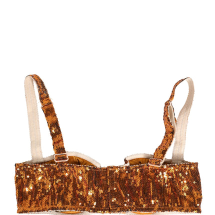 Dolce & Gabbana Gold Sequined Nyon Balconnet Bra Underwear