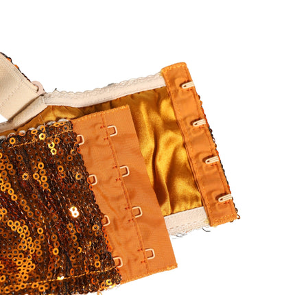 Dolce & Gabbana Gold Sequined Nyon Balconnet Bra Underwear